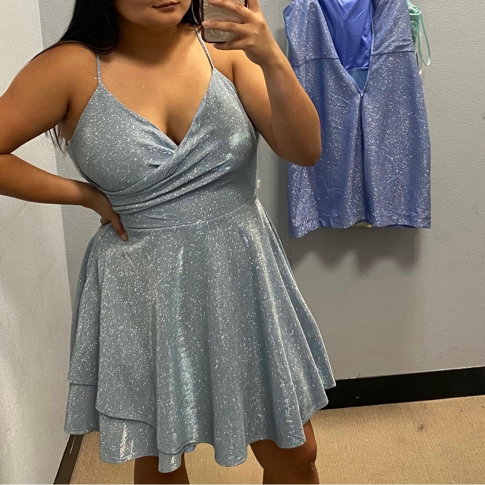 Light Blue Glitter Sparkly Dress